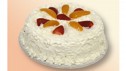 Recheio: Chantilly, morango, pêssego e abacaxi.

Bolo: Branco.

Cobertura: Creme de chantilly com merengue e coco granulado.
